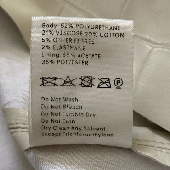 Nanushka Kaden Vegan Leather Croc Embossed Tee in Cream S - Picture 9 of 9